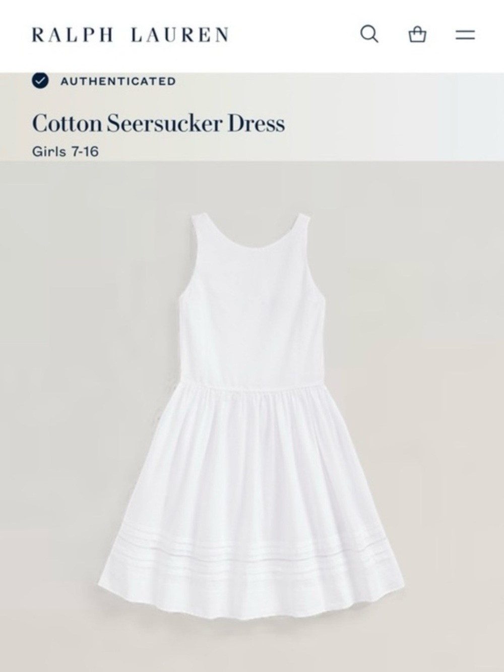 Polo by Ralph Lauren White Cotton Seersucker Sundress
